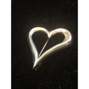 Sterling Silver Schube Modernist Open Heart 1” Pin 925 Minimalist